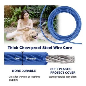 Darkyazi Dog Stake Tie Out Cable and Reflective Stake Blue Cable